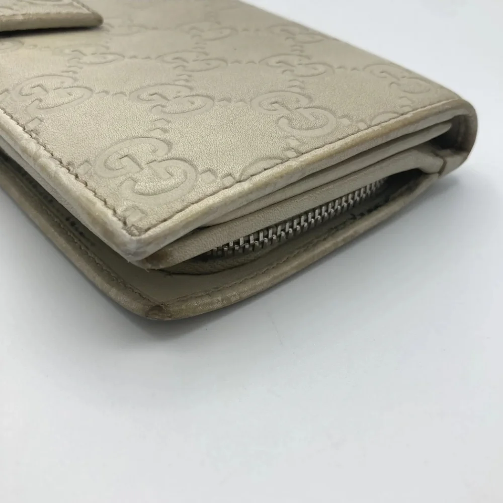 🤍🔹️GUCCI🔹️ purse long Cow Leather wallet Guccissima ivory - Picture 5 of 17